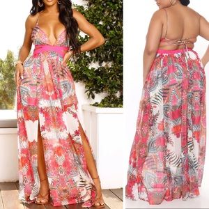 Fashion Nova Malibu Sundays printed maxi dress